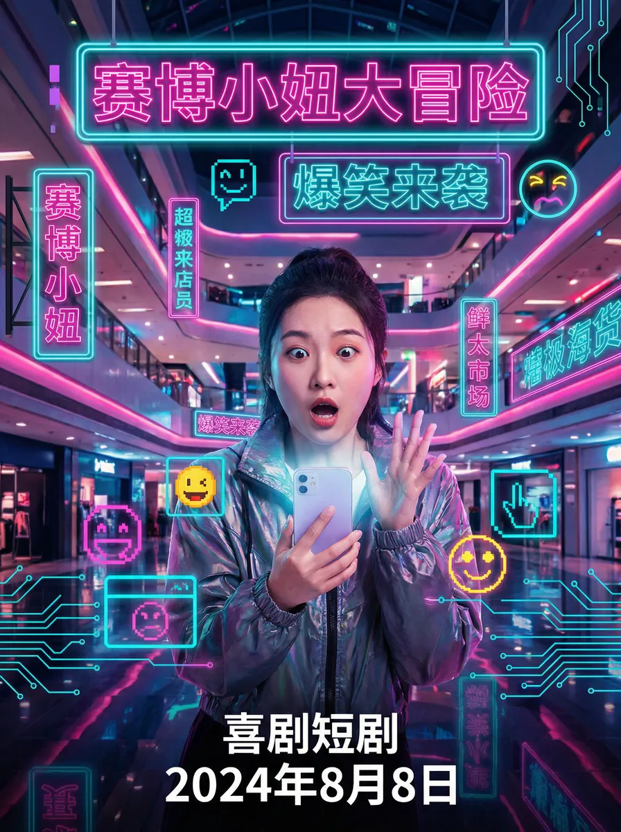 孙一宁个人资料身高体重 搞笑喜剧短剧 - 赛博小妞大冒险海报